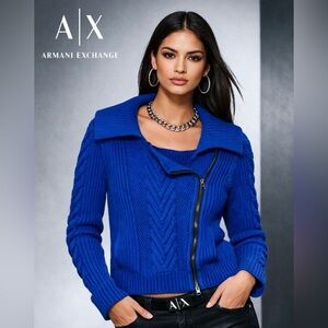 Armani Exchange Blue Women's Cardigan Sweater